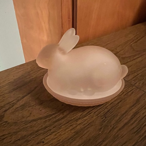 Other - Vintage Pink Glass Bunny Accent candy dish